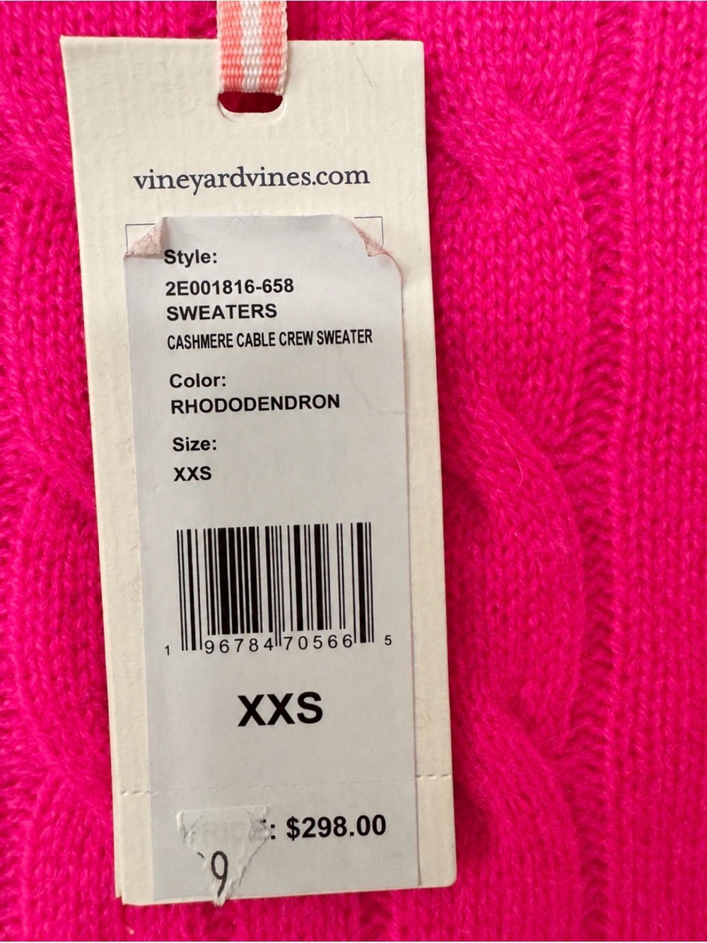 Vineyard Vines Cashmere Cable Knit Crewneck Sweater Red XXS NWT - Picture 3 of 6